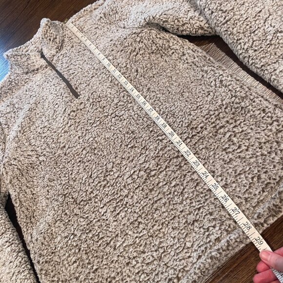 Weatherproof Men's M 1/4 Zip Sweater Faux Fur Sherpa Brown Tan Polyester Teddy - Picture 8 of 11